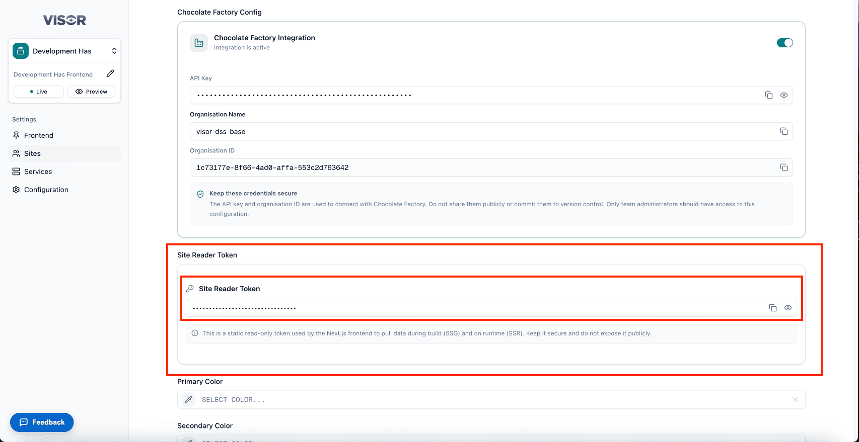 Site Reader Token