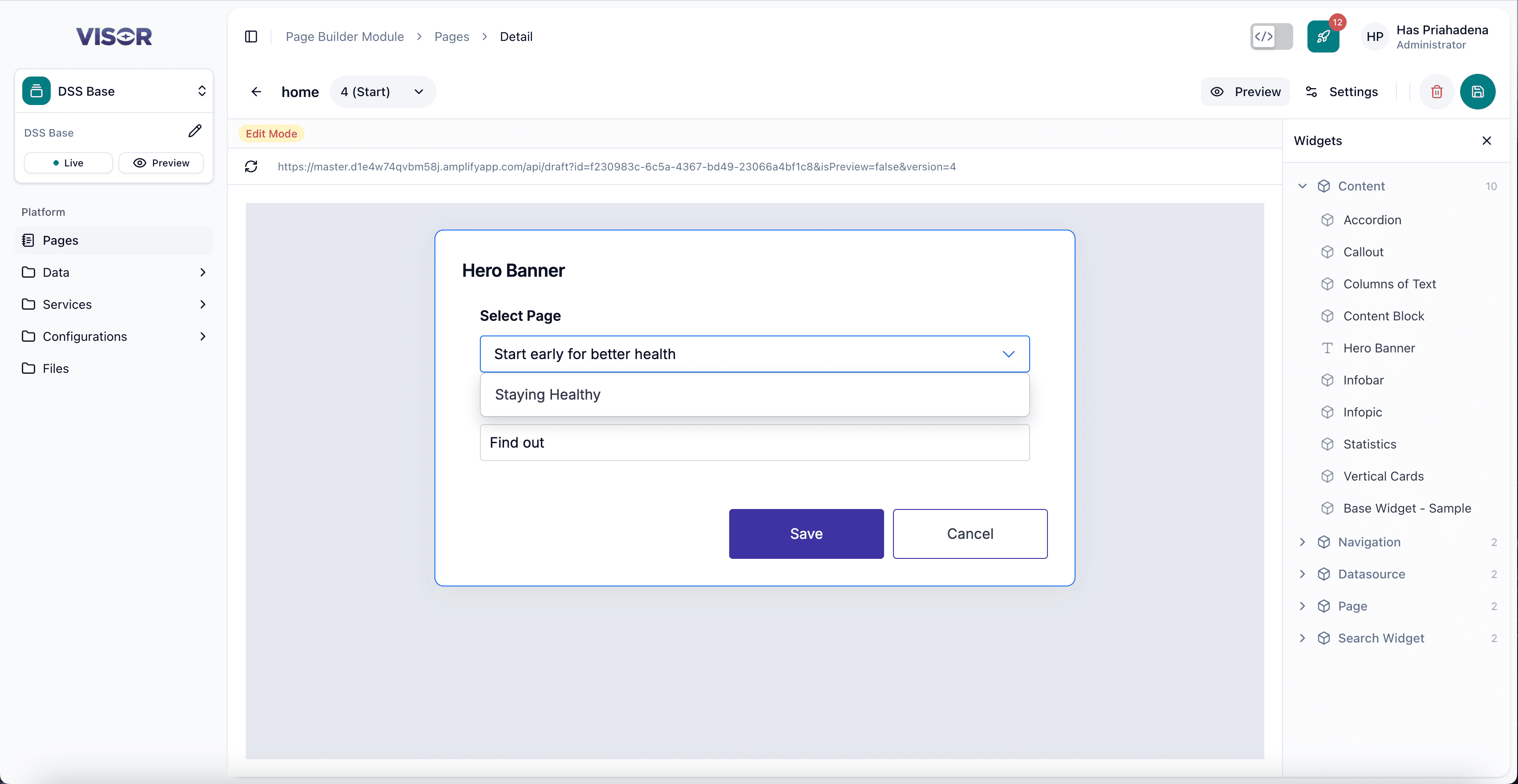Page Builder - Edit page step 5 widget configuration form