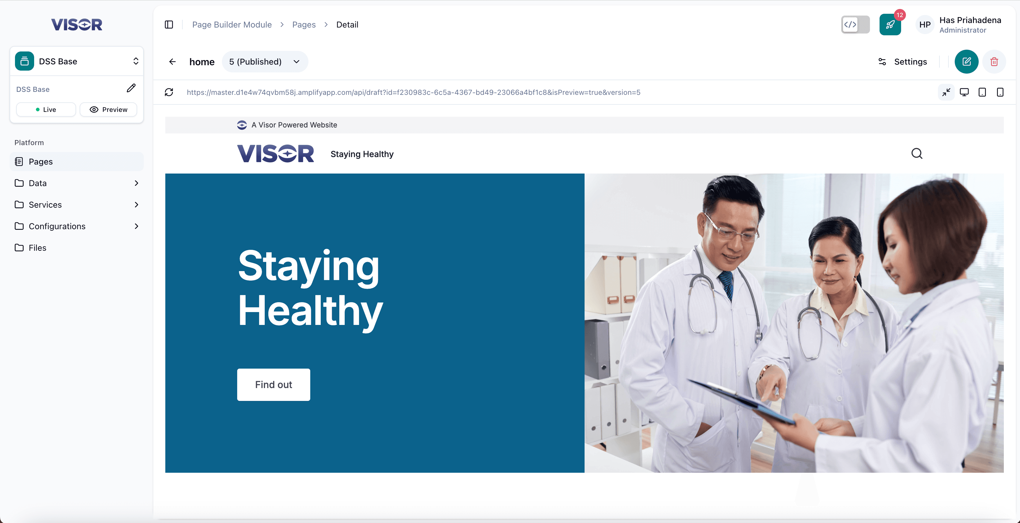 Page Builder - Publishing item transitioned to published state