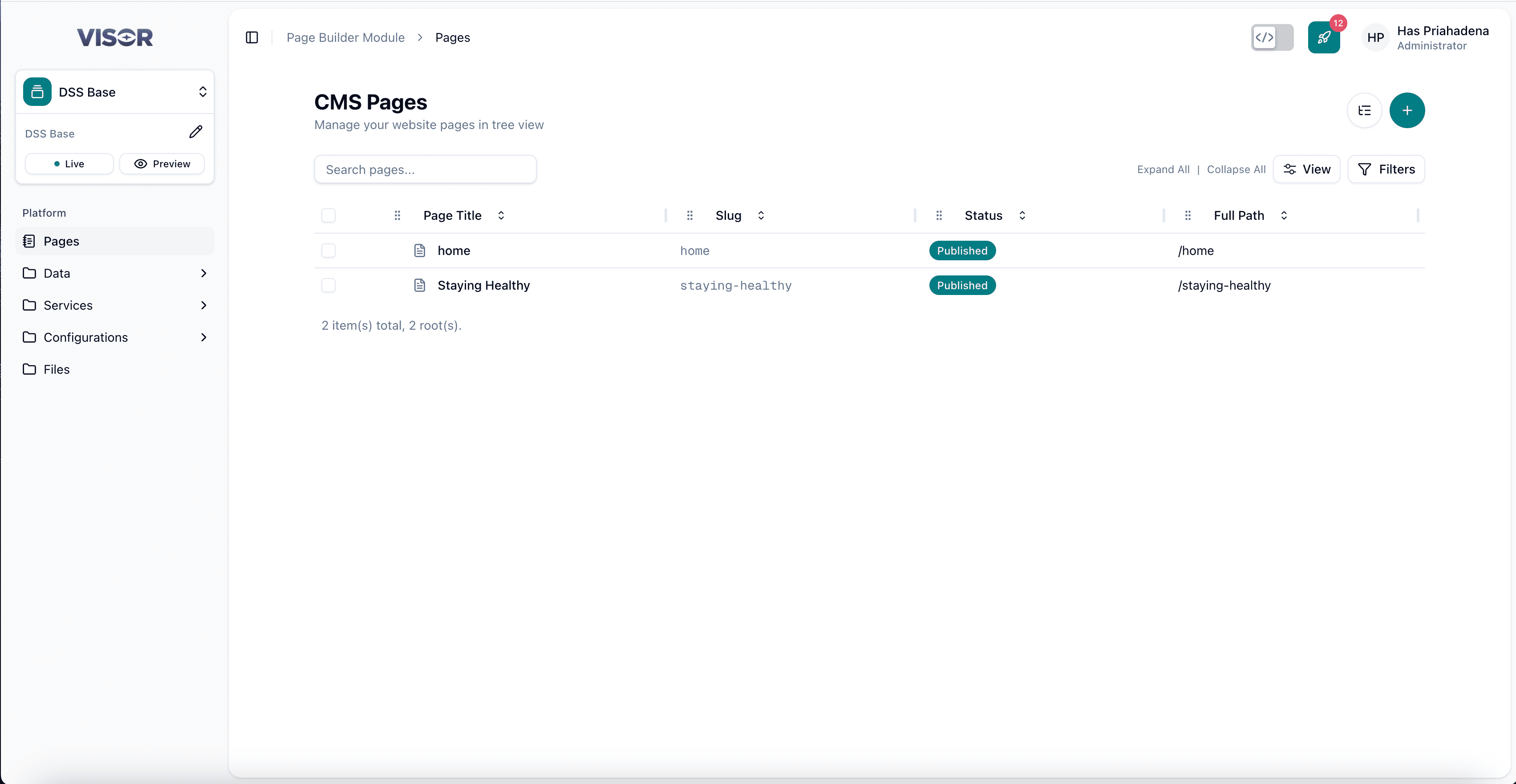 Visor Studio interface overview