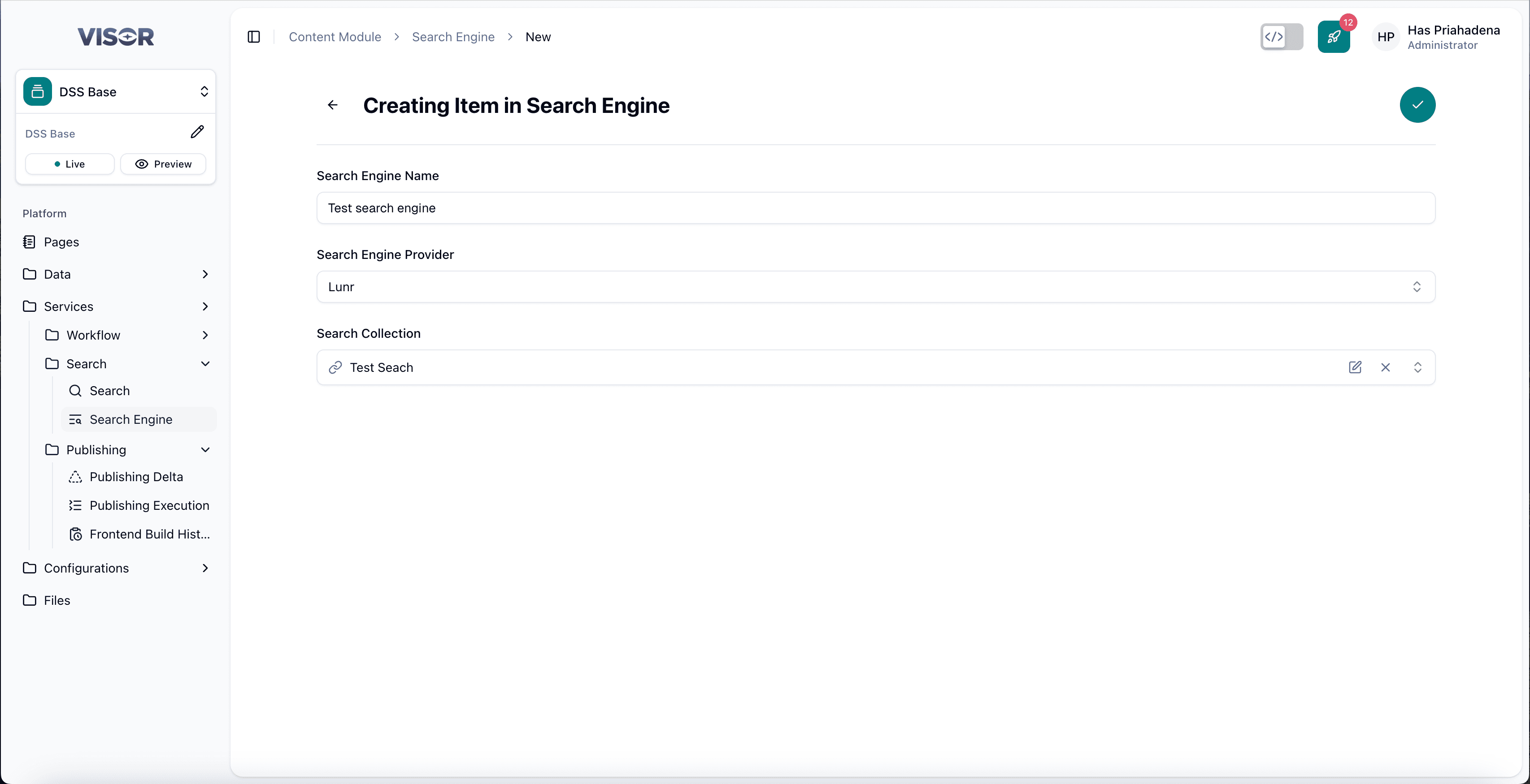 Search Engine form