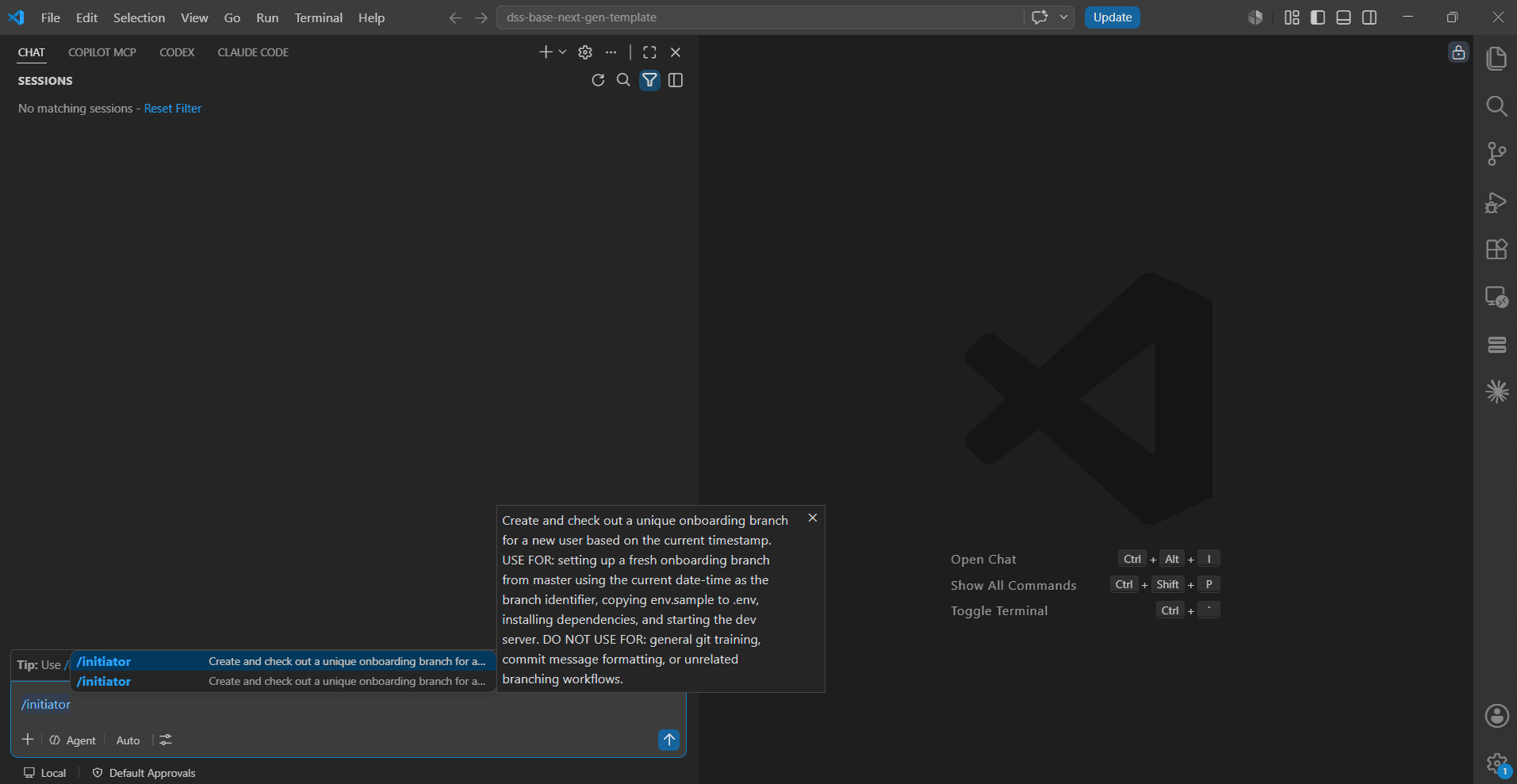 VS Code initiator skill running